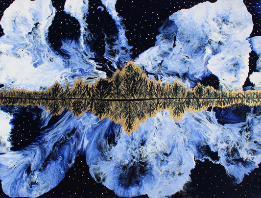 Starry Winter Reflections | Archival Art Print | Painting by KaylaSophiaArt